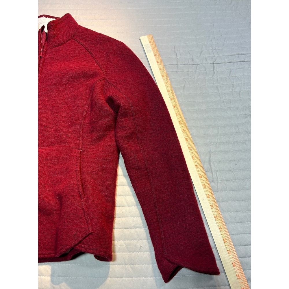 REI‎ Womens Fleece Lined Full Zip Jacket Dark Red Size Medium Wool Blend EUC - Picture 4 of 7